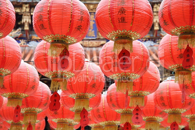 A lot of red chinese lamps