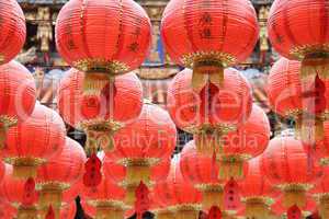 A lot of red chinese lamps
