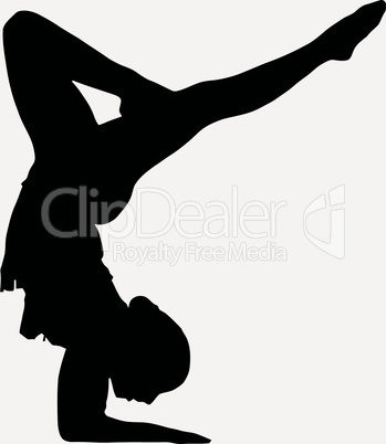 Sport Silhouette - Female Gymnast doing arm stand