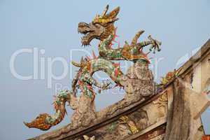 Sculpture dragon on the top of roof