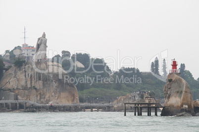 Statue on the top of rock in ialand Gulangyu