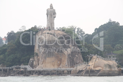 Bid statue on the top of rock on the islan Gulangyu