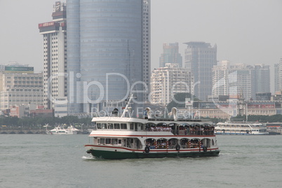 Big ferry crossing the water