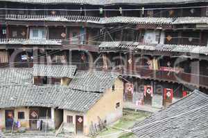 Inside big stone tulou in chinese village