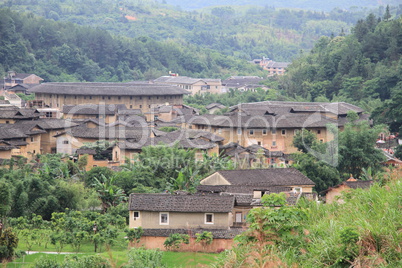 Chinese village with tulou