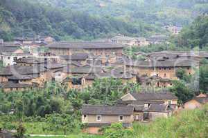 Chinese village with circle tulou