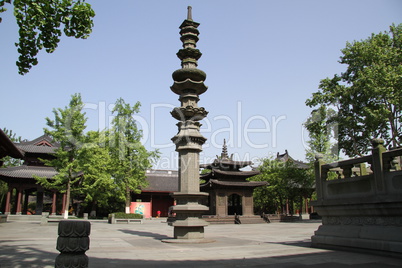 Column and pagoda inside buddhist temple