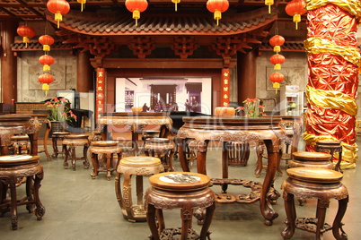 Inside traditional chinese tea house