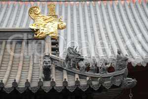 Golden dragon on the roof of buddhist temple
