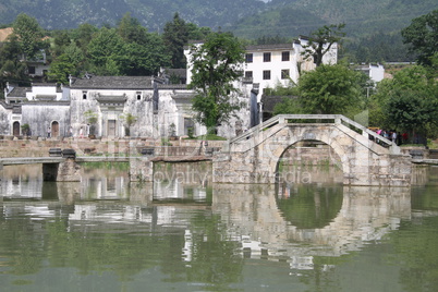 Bridge and buildings on the lake