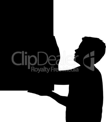 Isolated Boy Child Gesture Carrying Large Frame