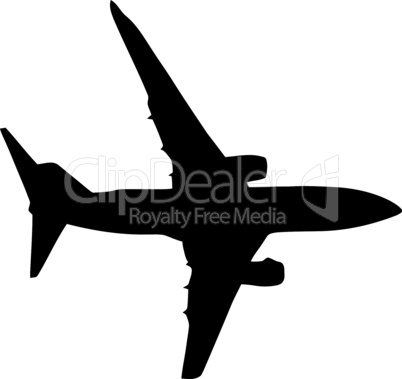 Twin Jet Airplane Isolated Silhouette on White