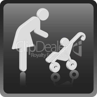 Vector Woman 3D icon with children
