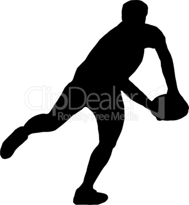 Sport Silhouette - Rugby Player Making Running Pass