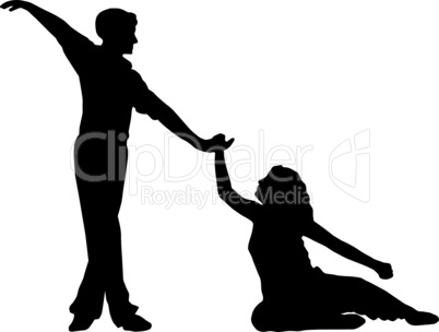 Dancing Couple Boy Helping Girl to Feet