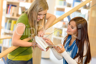 High school library student on stairs