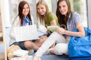 Group of teenage student study at high-school