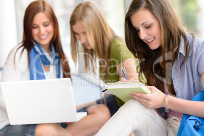 Group of teenage student study at high-school