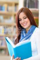 Student at library read book high school