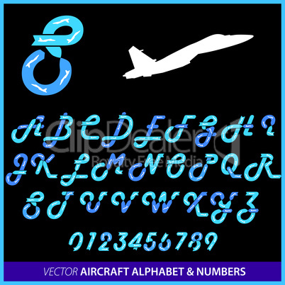 Aerobatics in an airplane alphabet letters and numbers