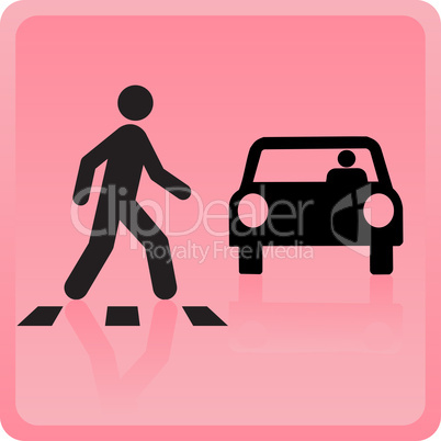 The icon the person crosses road and the car drops it
