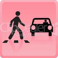 The icon the person crosses road and the car drops it
