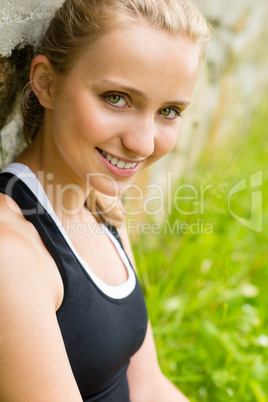 Close-up young fresh woman outdoors