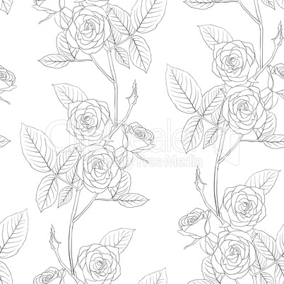 Rose seamless flower background, vector illustration.