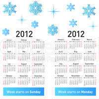 Stylish German calendar with snowflakes for 2012.