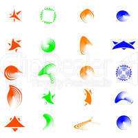Set of color abstract symbols for design - also as emblem or log