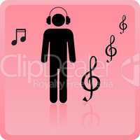 Icon of the person in ear-phones listening to music