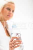 Fitness water bottle woman in background