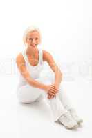 White fitness woman relax at Pilates exercise