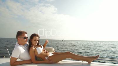Couple Enjoying the Cruise on Luxury Yacht