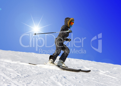 Young woman skiing