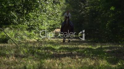 woman on galloping horse slow motion