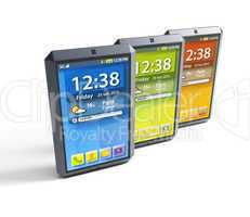 set of touchscreen smartphones