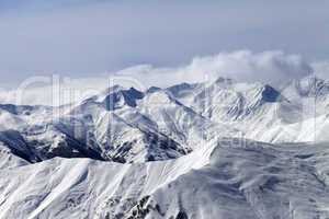 Winter mountains in haze