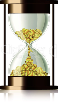 Time is money - vector hourglass with coins
