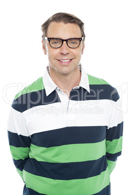 Smiling caucasian fashion guy wearing glasses