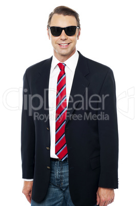 Trendy business consultant wearing sunglasses
