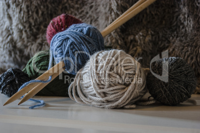 knitting needles and wool