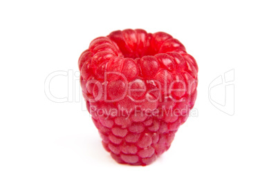 Single fresh raspberry, isolated on  white. Close up macro shot