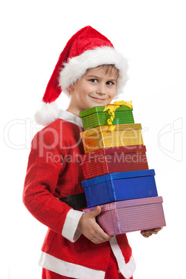 Boy holding a christmas gift