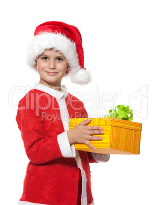 Boy holding a christmas gift