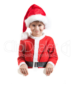 Boy holding a christmas poster