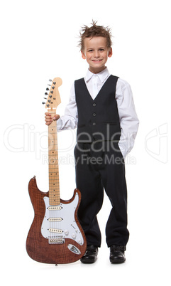 Boy holding a guitar