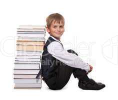 Boy and books