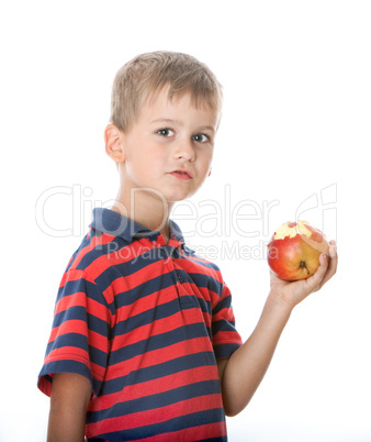 Boy holding an apple