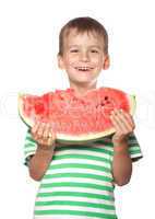 Boy holding a watermelon